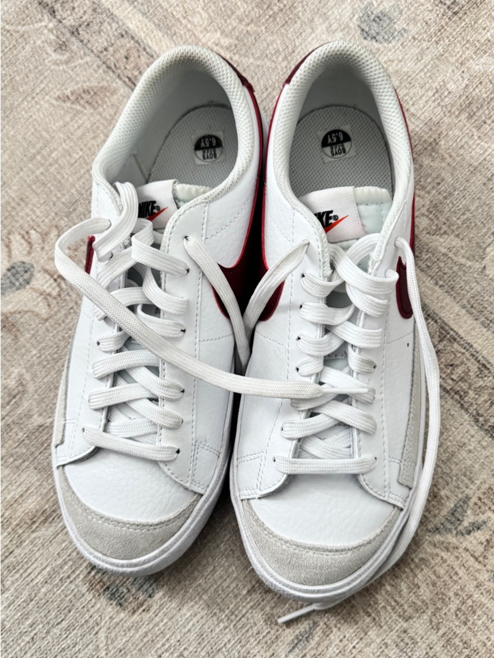 Nike White and Maroon Women's Athletic Sneakers